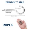 Batheidon Pack of 20 stainless steel screw hooks, rust-proof hooks