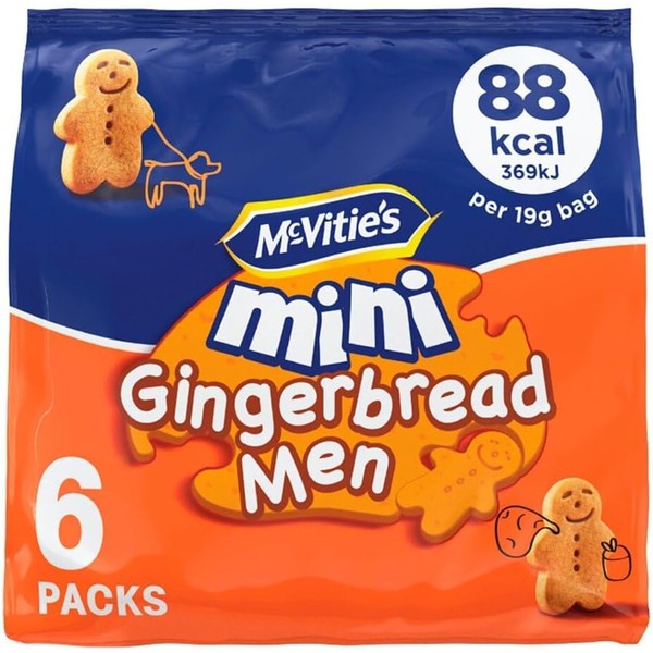 Mcvities Multipack Mini Gingerbread Men Biscuits 19g x 24 bags, Christmas Snack Treat By Zamfoods, Lunch box kids lover