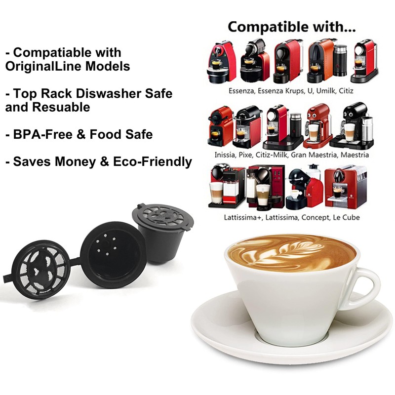 zalati Coffee Capsules 6pcs Refillable Reusable Coffee Filters Pods with