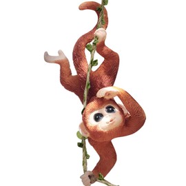 WAYUTO Swing Monkey Garden Statue Ornament Decorative Hanging Hammock Animal Figurines Cute Resin Monkey Figure Outdoor Funny Garden Decor for Patio Yard Lawn Fence Pathway Backyard Landscape Tree