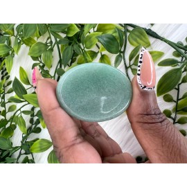 Green Aventurine Oval Shaped Worry Stone - 1.75" Green Aventurine Worry Stone -
