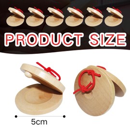 AOVNA 6pcs Wooden Castanets Wooden Percussion Instrument Finger Castanets Baby Castanet DIY Rhythm Music Musical Instrument for Kids Children Adult