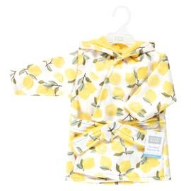 Hudson Baby Unisex Baby Mink with Faux Fur Lining Pool and Beach Robe Cover-ups, Lemon, 0-6 Months