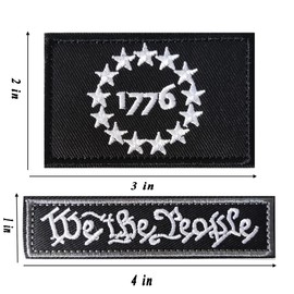 Harsgs 2PCS 1776 Patriot and We The People Tactical Morale Patch, Hook & Loop Patch Full Embroidery Military Patch for Caps Bags Vests Military Uniforms