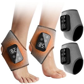 HJKLIUT Foot Advanced Renewed Triple Method Massager, 5-Speed & 5-Temperature, 2Pcs Cordless Ankle Heating Pad for Home Comfort, Portable Foot Revive Massager (2Pcs-Gray)