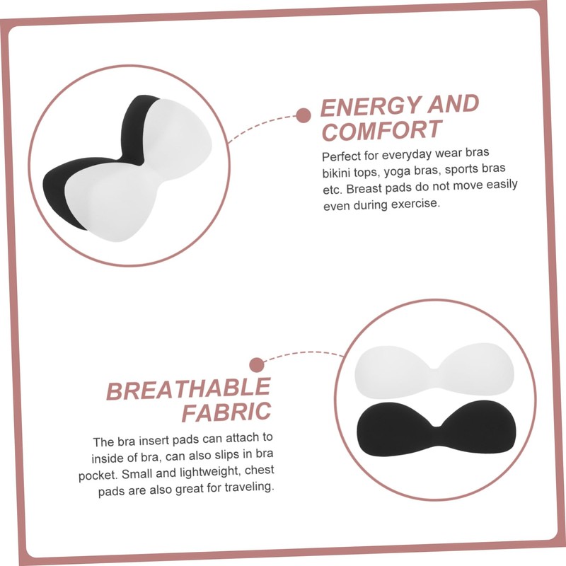KOMBIUDA 4 Pieces Removable Bra Sponge Inserts Breathable Bra Pads