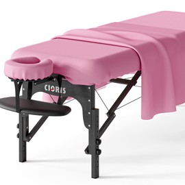 CLORIS Universal 3-Piece Professional Massage Table Sheet Set Premium Soft Light Stain Microfiber Includes Massage Table Cover, Fitted Sheet and Face Rest Cover - Pink