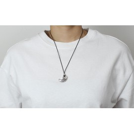 COSUMOSU Magatama 0.98inch Natural Meteorite Sterling Silver Pendant necklace (X), Large, meteorite Silver, No Gemstone