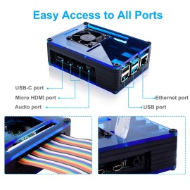 Miuzei Raspberry Pi 4 Case With Fan Cooling , 4 Pcs Aluminum Heat Sink