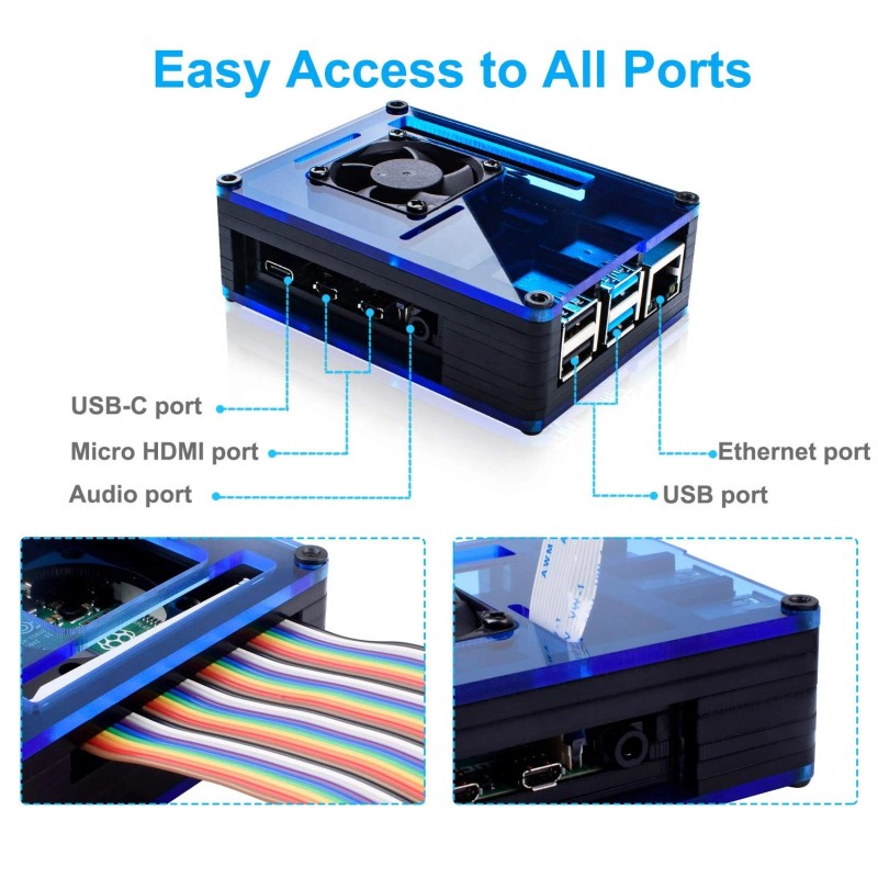 Miuzei Raspberry Pi 4 Case With Fan Cooling , 4