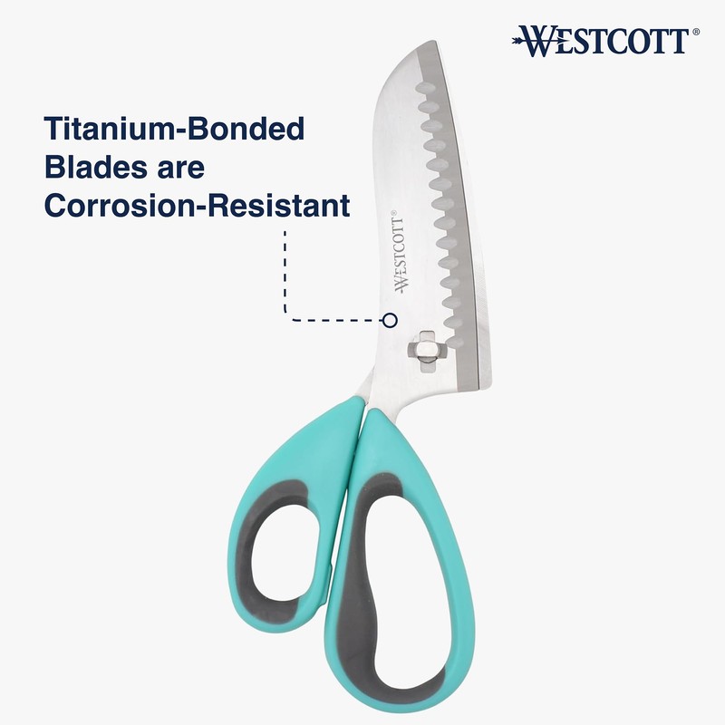 Westcott Titanium-Bonded Soft Handle Kitchen Pizza Scissors with Detachable Handles,
