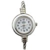 Womens Silver Classic Twisted Band Bracelet Round Wrist Watch White
