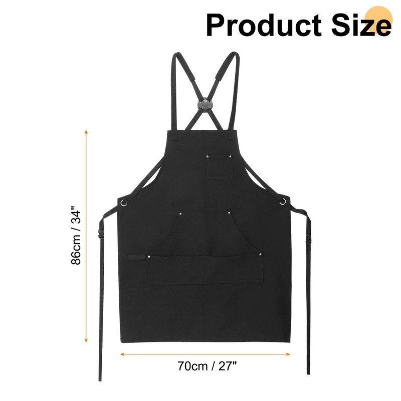 sourcing map Cooking Chef Apron 27"x34" Canvas Cotton Adjustable Cross
