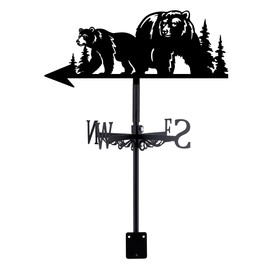 SUPERDANT Bear Weather Vane 2 Bears Weather Vanes for Sheds Metal Wind Vanes Black Weathervanes Wind Direction Indicator for Roof Garden Yard Farm Barn Shed Patio Decorations