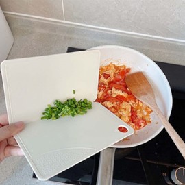 Foldable Camping Cutting Board Portable Plastic Chopping Board with Supplementary Food Board for Outdoor Picnic Camping Kitchen Use (Nordic Rice White 20x12.5x0.8cm)