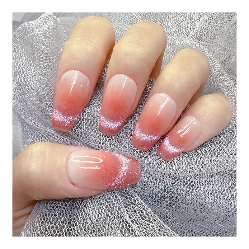 Shy Peach Handmade Nail Tips - Short Square / 수줍은