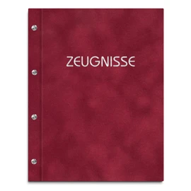 Certificate Folder in Red Velvet Cover with Embossed Print in Various Colours - Handmade Folder with 12 Pockets