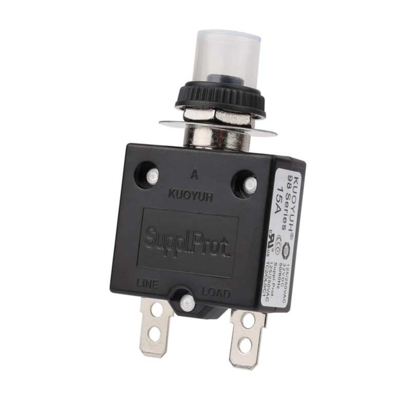 Clyxgs 98-15A Overload Protector, 15Amp Push Button Manual Reset Circuit