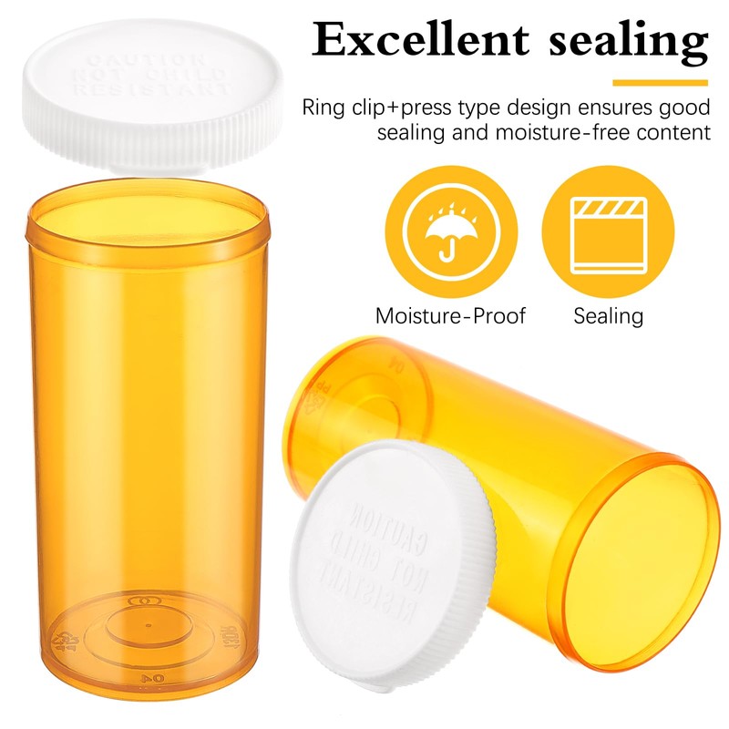 ElevateTech Empty Plastic Pill Bottles with Caps, Small Medicines Bottle