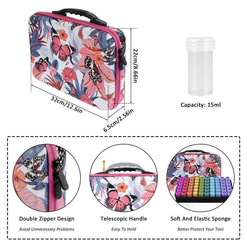 Foribyw 60 Slots Diamond Box with Label Stickers,Portable Bead Case