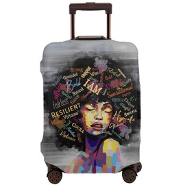 ZgaidIta Black Girl Luggage Covers for Suitcase Washable Suitcase Cover Luggage Cover Protector An-ti Scratch Polyester Printed for Travel Suitcase S(18-22 inch luggage)