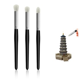 YAFIYGI 3 Pcs Drybrush Set for Miniature Painting Dome Stencil Paintbrushes for Miniatures Wool Dry Brush Paint Set Texture Acrylic Paint Brushes for Tabletop Model Detailing Art Projects