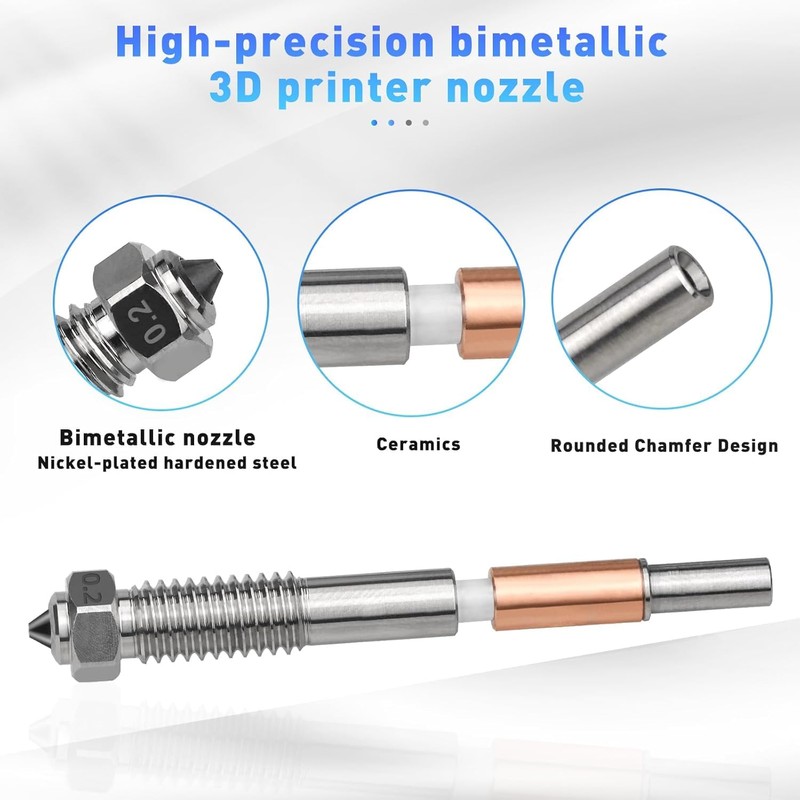 2pcs 0.8mm Bimetallic Nozzle for qidi Plus 4 Quick Release