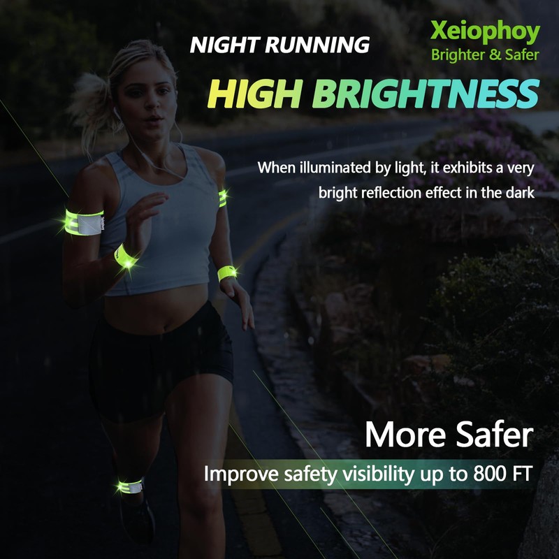 Xeiophoy Reflective Band for Night Running Walking, 6 PCS Premium