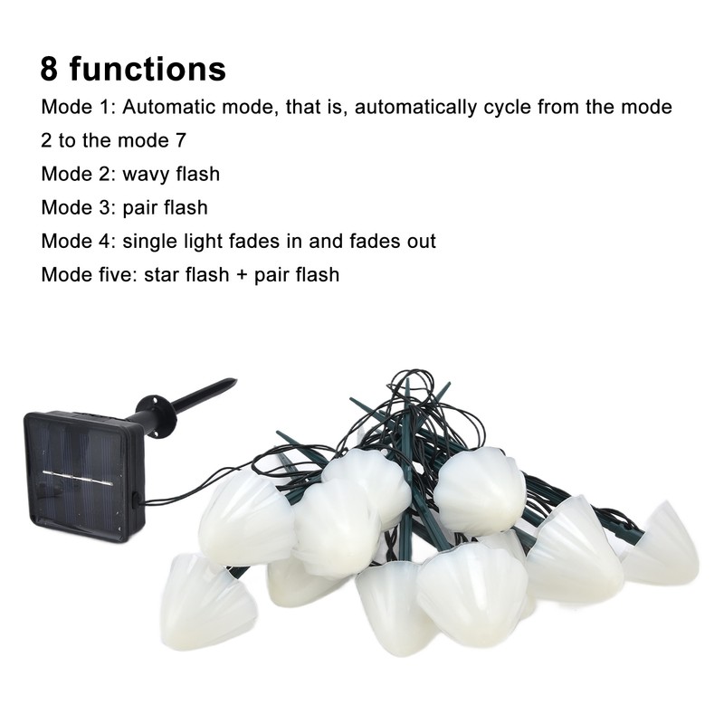 Mushroom Shaped Solar Light String Waterproof Dustproof Landscape Light with