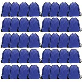 GoodtoU Drawstring Backpack Bulk Drawstring Bags 48 Pcs Blue Draw String Back Sack for Gym Travel