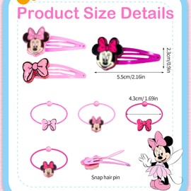 Girls' Hair Clips, 12 Pieces Children's Hair Accessories Set, Minnie Hair Accessories, Hair Ring, Cartoon Anime Hair Clip, Cute Hair Clips, Birthday Gifts for Little Girls, Children