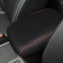 DEYTOP Center Console Cover for Subaru Crosstrek 2012-2017 Car Armrest Cover for Subaru Impreza 2012-2017 Accessories Anti-Scratch Leather Armrest Protector (Black with Oranger Stitches)