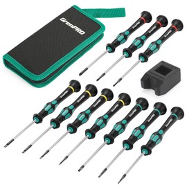 GRENPRO 10-Piece Precision Screwdriver Set, Magnetic Small Screwdrivers with Phillips, Slotted, Torx Star for Eyeglass, Watch, Computer, Laptop, Phone,Green