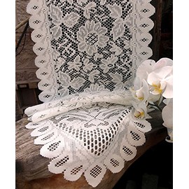 PoshNPretty Ivory Floral Lace Table Runner - 13" x 76" - LS165-82