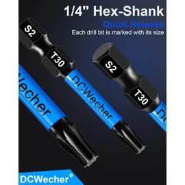 10-Pack T30 Torx Bit, Impact T-30 Torx Bit, Profession Torx Bits 2 in Magnetic, T 30 Torx Bit S2 Steel, Star Bits 1/4'' Hex-Shank with Bit Holder, Great for DIY Car Repair, Furniture Installation