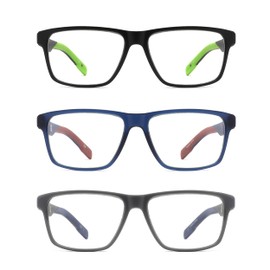 IVNUOYI 3 Pairs Reading Glasses Sports Style Frames with Spring Hinges, Flexible Blue Light Blocking Readers for Men and Women +4.00