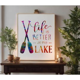 Life Is Better at the Lake Stencil Template Reusable for Painting on Walls, Wood, Arts and Crafts (431) - 11 x 17 Inches