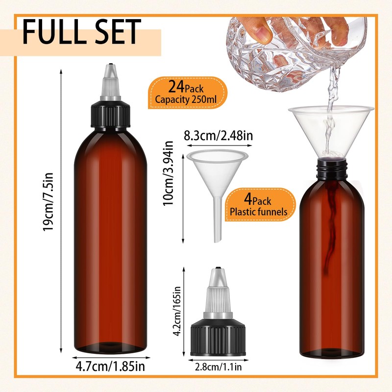 Barydat 24 Pcs 8 oz Squeeze Bottle Twist Top Applicator