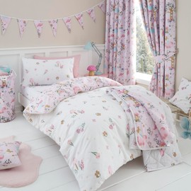 Happy Linen Company Girls Boys Kids Enchanted Forest Unicorn Pink Single Reversible Soft Easy Care Bed Linen Duvet Cover Quilt Bedding Set With Pillow Case