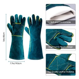 NASFUEY Sporty Style 23.6 Inch Animal Gloves Bite Resistant Kevlar Reinforced Leather Padding Dog Cat Scratch Bird Falcon Gloves Gripping Reptiles Squirrel Snake Bite