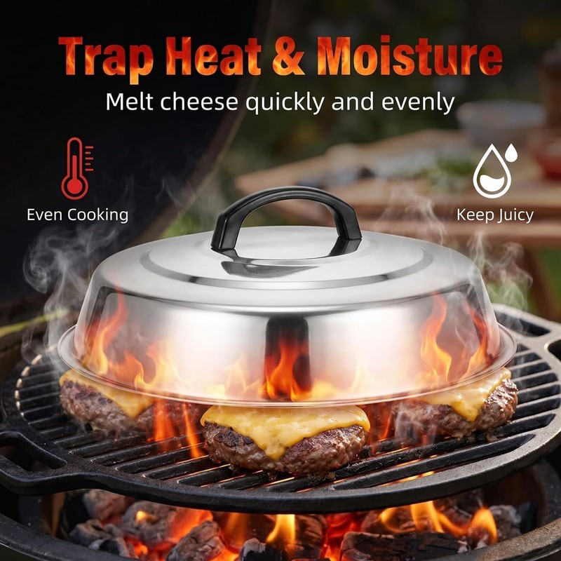 2 Pack Stainless Steel Basting Cover, 12.2 Inch Grill Dome