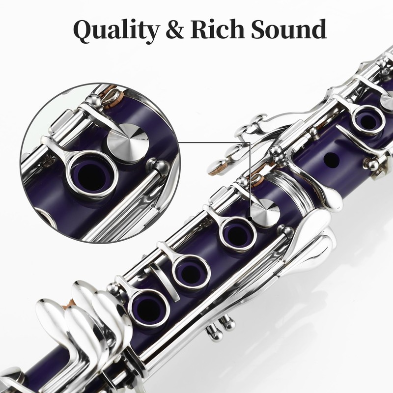 MoResolune Bb Clarinet, Nickel-Plated B Flat Clarinet for Student Beginner