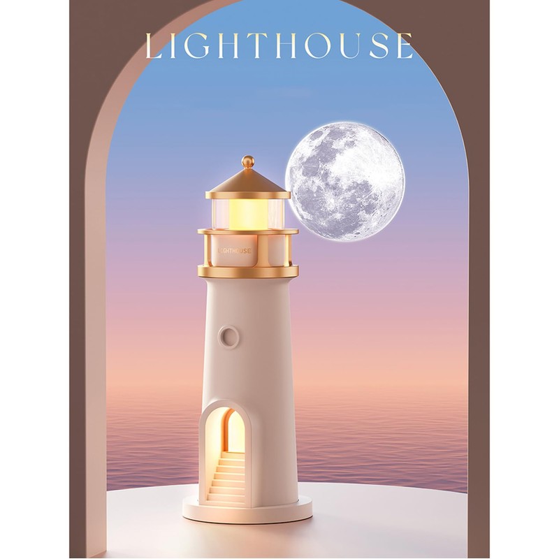 Growalleter Moonlight Projection Lamp, Lighthouses Night Light, Remote Control Lighthouse