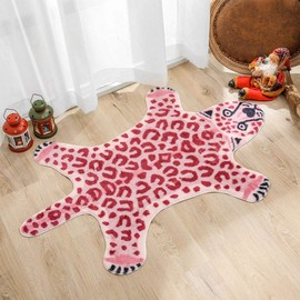 POHOVE Leopard/Lions/Tiger Print Rug, Faux Fur Skin Rug Animal Printed Area Rug Carpet for Decorating Kids Room, Jungle Themed Room, Playroom