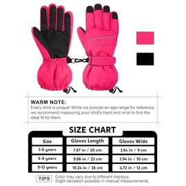 Cooraby 2 Pares de Guantes de esquí para niños, Impermeables y cálidos, para Invierno, para niños y niñas, para Clima frío y Exteriores.