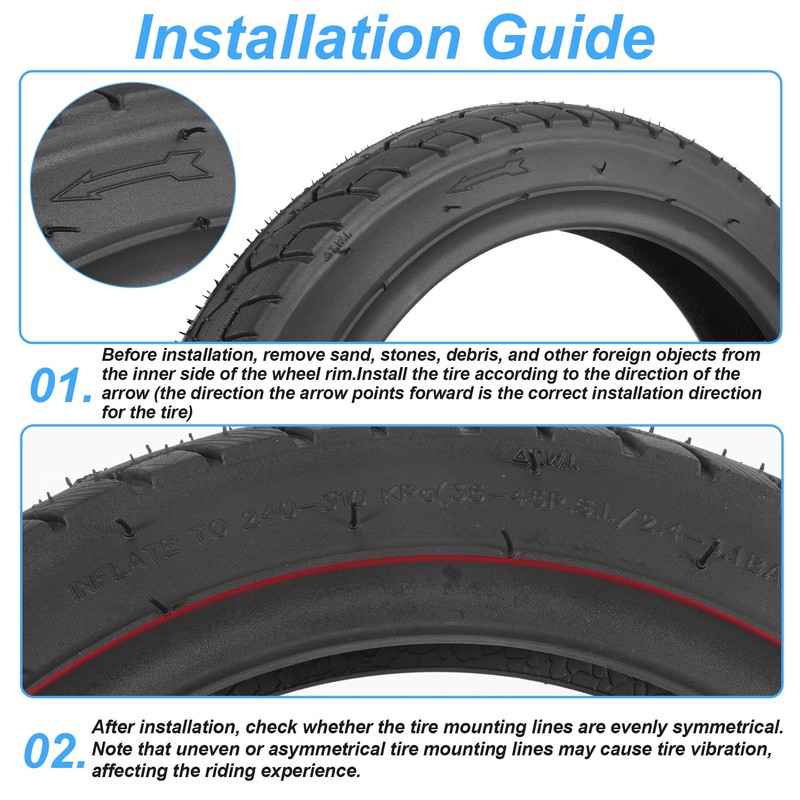 14X2.50 E-Bike Tubeless Tire with Self-Sealing Puncture Protection 6PR 1PAC