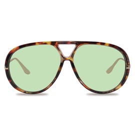 GIGIMOTTE Aviator Sunglasses for Women Retro Oversized Round Shades Trendy Shield Sun Glasses with UV400 Protection GM9609, Tortoiseshell Frame/Green Lens, Small