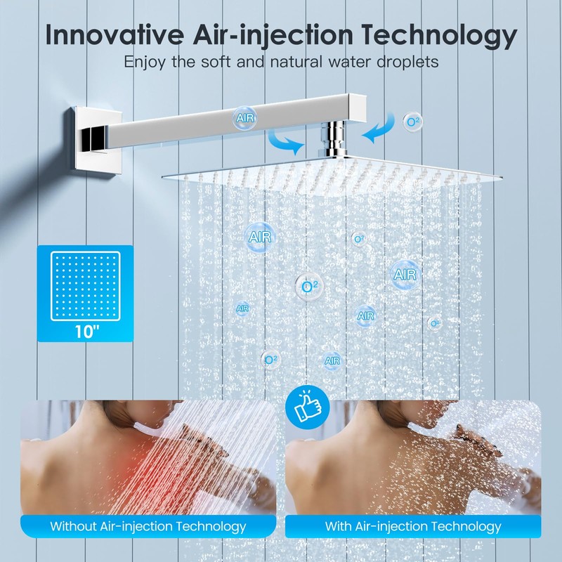 Shower System Shower Faucet Set with Push-Button Diverter and Wall
