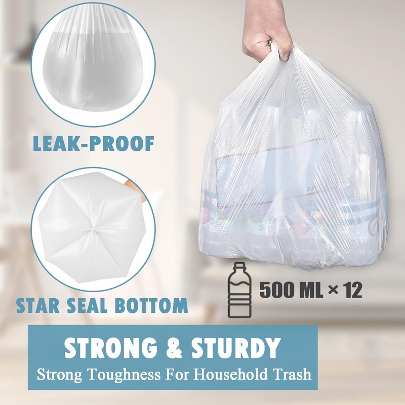 8 Gallon Trash Bags - 50 Count Medium Trash Bags