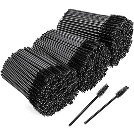 Btyms 500 Piezas De Varitas De Rímel Desechables, Cepillos Para Pestañas, Cepillos Para Cejas, Aplicadores, Carretes De Pestañas Para Extensiones De Pestañas, Color Negro 500 Unidades (Paquete De 1
